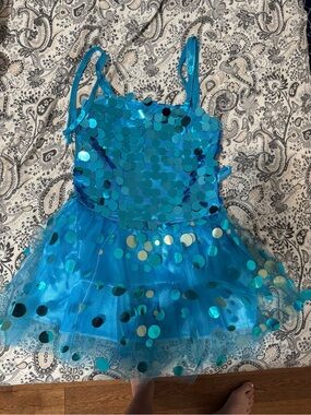 Sparkling Teal Sequin Tulle Costume Dress for Kids